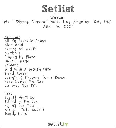 weezer tour 2021 setlist.